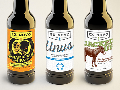 Ex Novo Bottle Designs beer branding brewery craft beer farmhouse india pale ale packaging saison