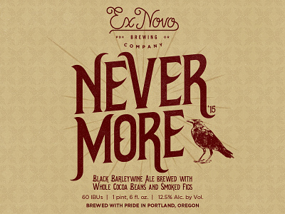 Ex Novo Nevermore Bottle Label barleywine beer branding brewery craft beer packaging poe raven