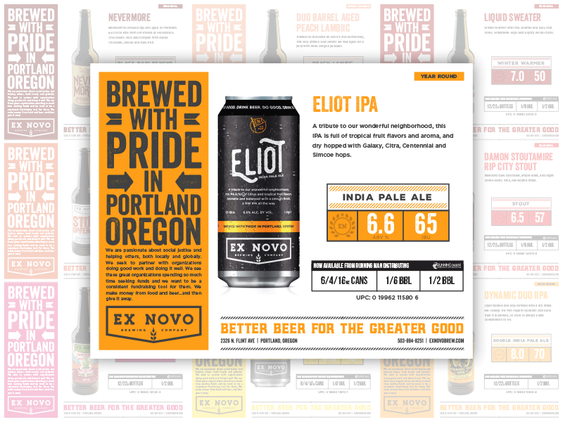 Distributor Sell Sheets for Ex Novo sell sheets beer design print design craft beer beer
