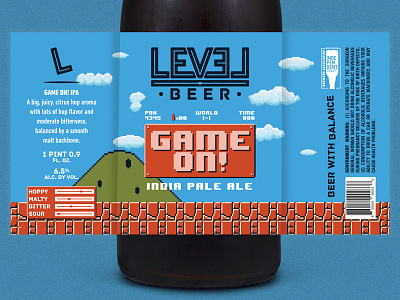 Level Beer - Game On! IPA Label 8 bit beer beer label craft beer packaging