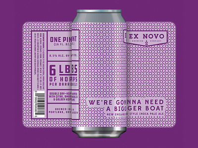 Ex Novo Brewing - We're Gonna Need a Bigger Boat can label 8 bit beer beer label craft beer packaging