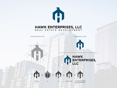 Hawk Enterprises adobe animal branding design elegant hawk illustrator logo logodesign monogram realestate realestatelogo vector