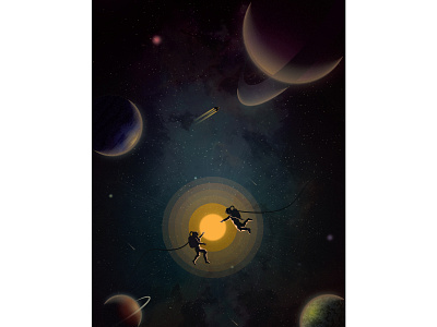 Perhaps Love adobe astronaut design galaxy illustration planets sci fi space stars sun vector