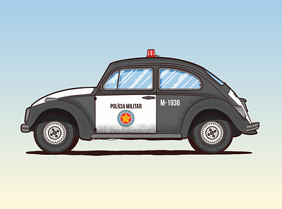 Police Car beetle car grain police vector