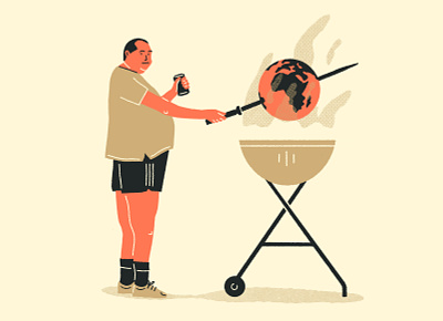 Let's burn it. barbecue beer change climate climate change editorial fire global warm global warming illustration world