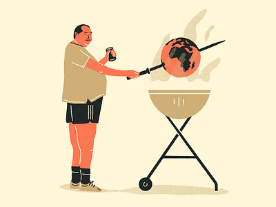 Let's burn it. barbecue beer change climate climate change editorial fire global warm global warming illustration world