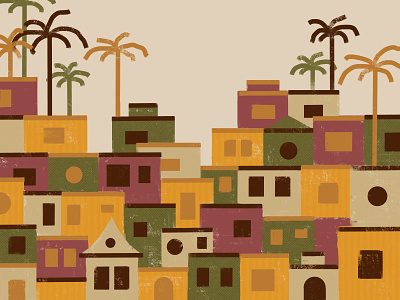 TP 1 beach brasil brazil design favela house illustration landscape procreate summer summertime tropical view