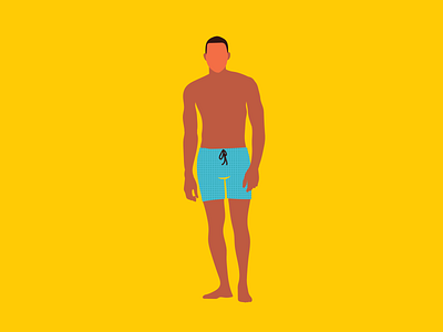 The cool guy beach blue body handsome hot illustration model modelling people pool strongman summer summertime sun swimming tropical water yellow