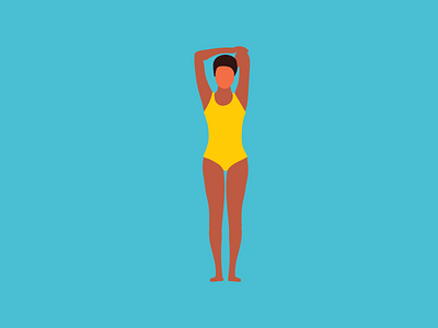 The swimmer beach blue body holidays illustration people pool retro summer summertime swimmer swimming swimsuit tropical vintage water yellow