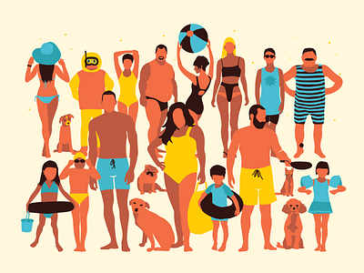 The group beach cat cool design dog duck happy holidays illustration people pool pool party poolside summer summertime swim swimmer swimming tropical water
