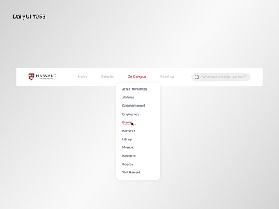 Daily UI #053 - Header Navigation daily 100 challenge daily ui 53 dailyui dailyuichallenge harvard ui