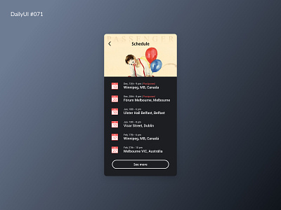 Daily UI #071 - Schedule daily 100 challenge daily ui 71 dailyui dailyuichallenge design passenger