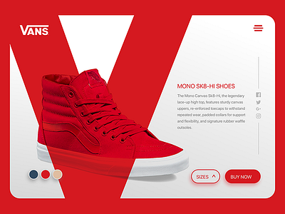 Vans Off The Wall Red product screen shoes ui vans vansofthewall webdesign