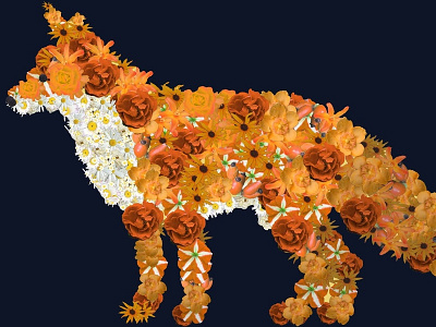 Hybrid Series - Fox adobe animal assignment college design flower flowers fox illustrator student
