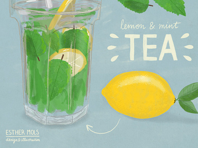 Lemon & Mint Tea editorial illustration foodillustration illustration lemon lemonly magazine illustration mint minttea tea