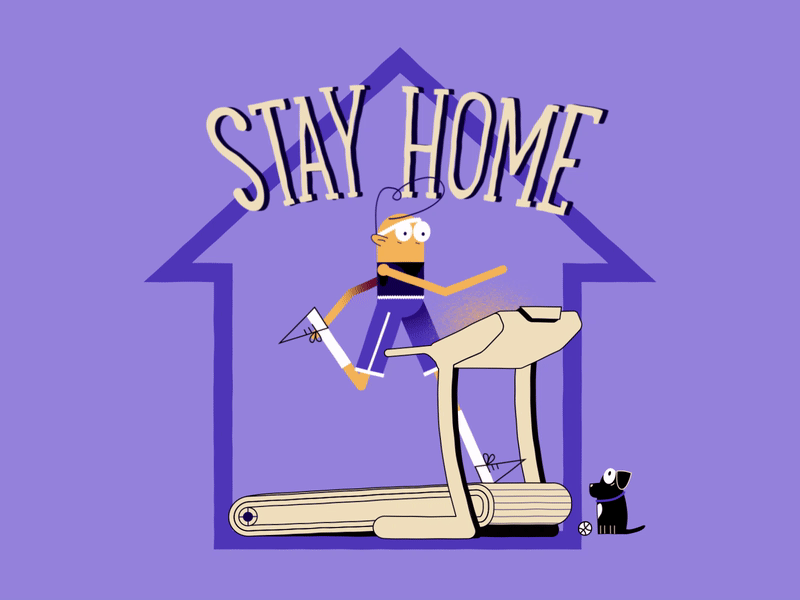 STAY HOME after effects animate benmarriott character animation dog illustrator motion graphic motiondesignschool runcycle running tapis roulant