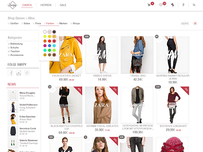 Swipy WebShop Ecommerce Website fragment