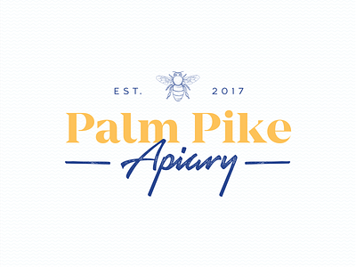 Palm Pike Apiary Logo bee branding design illustration logo script serif type typography