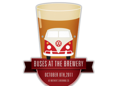 Buses at the brewery illustration logo vector