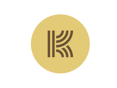 Logo initial, K gold k logo thick lines