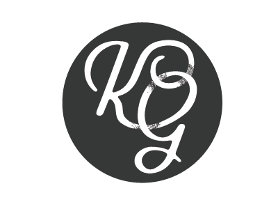 Logo mark initials K, G, g initials k logo script texture