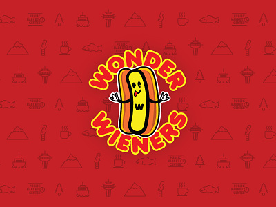Wonder Wieners Branding branding hotdog icons logo seattle