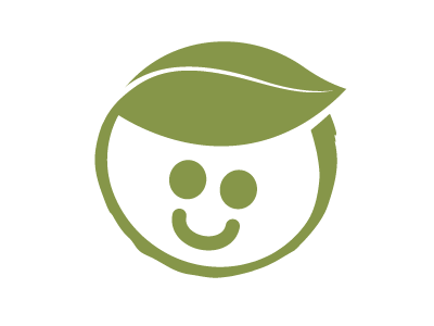 Organic baby logo baby face green grow leaf organic smile