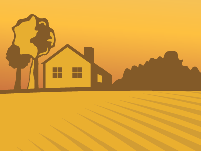 Farmhouse farm illustration trees vector