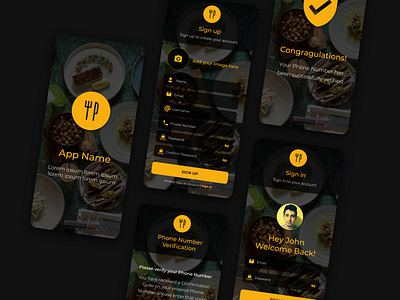 Restaurant App Initial Screens UI/UX