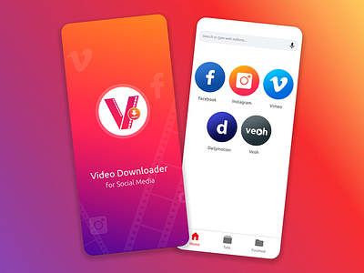 Video Downloader App UI/UX appdesign download videos flat design minimal minimalist design social media social videos uidesign uiuxdesign userinterfacedesign uxdesign video downloader