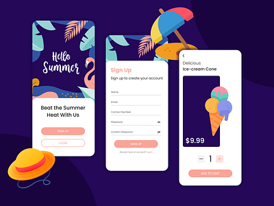 Hello Summer (V2) flat flat design graphic hello hello summer ice cream modern pattern summer ui ux winter