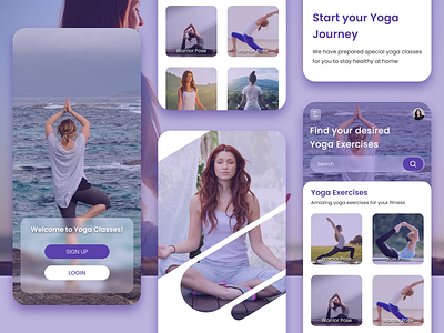 Yoga App UI Concept app design flat design minimal minimalist design ui design uiux design user interface design ux design yoga app yoga app ui yoga ui yoga uiux