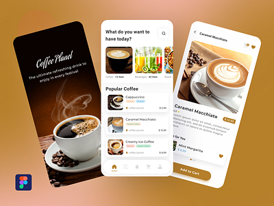 Online Coffee Shop App UI app design coffee app coffee shop flat design minimal minimalist design online coffee online coffee shop ui design uiux design user interface design ux design