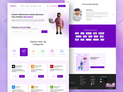 Job Board Landing Page job board landing page ui job board web ui job portal website modern landing page modern music landing page web job portal ui web landing page web ui web ui ux