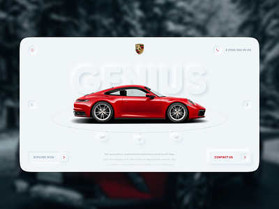Neomorphic main page concept for premium car auto automobile car insect inspiration interface neomorphic neomorphism neumorphism porsche sport car ui