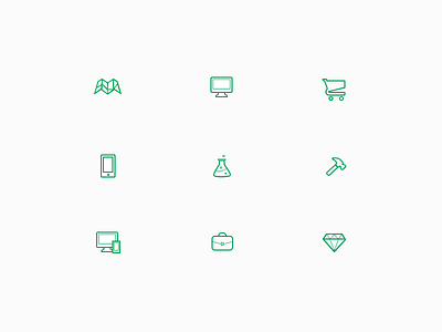 Icon Set fireworks green icons outline services