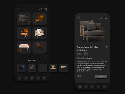 Application for the sale of exclusive custom-made furniture app branding design figma furniture furniture app icon logo main page mobile app photoshop ui web web design