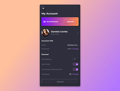 Settings Daily UI account account page app app design application dailyui dailyui 007 mobile neumorphism settings settings page ui uidesign uiux ux uxdesign