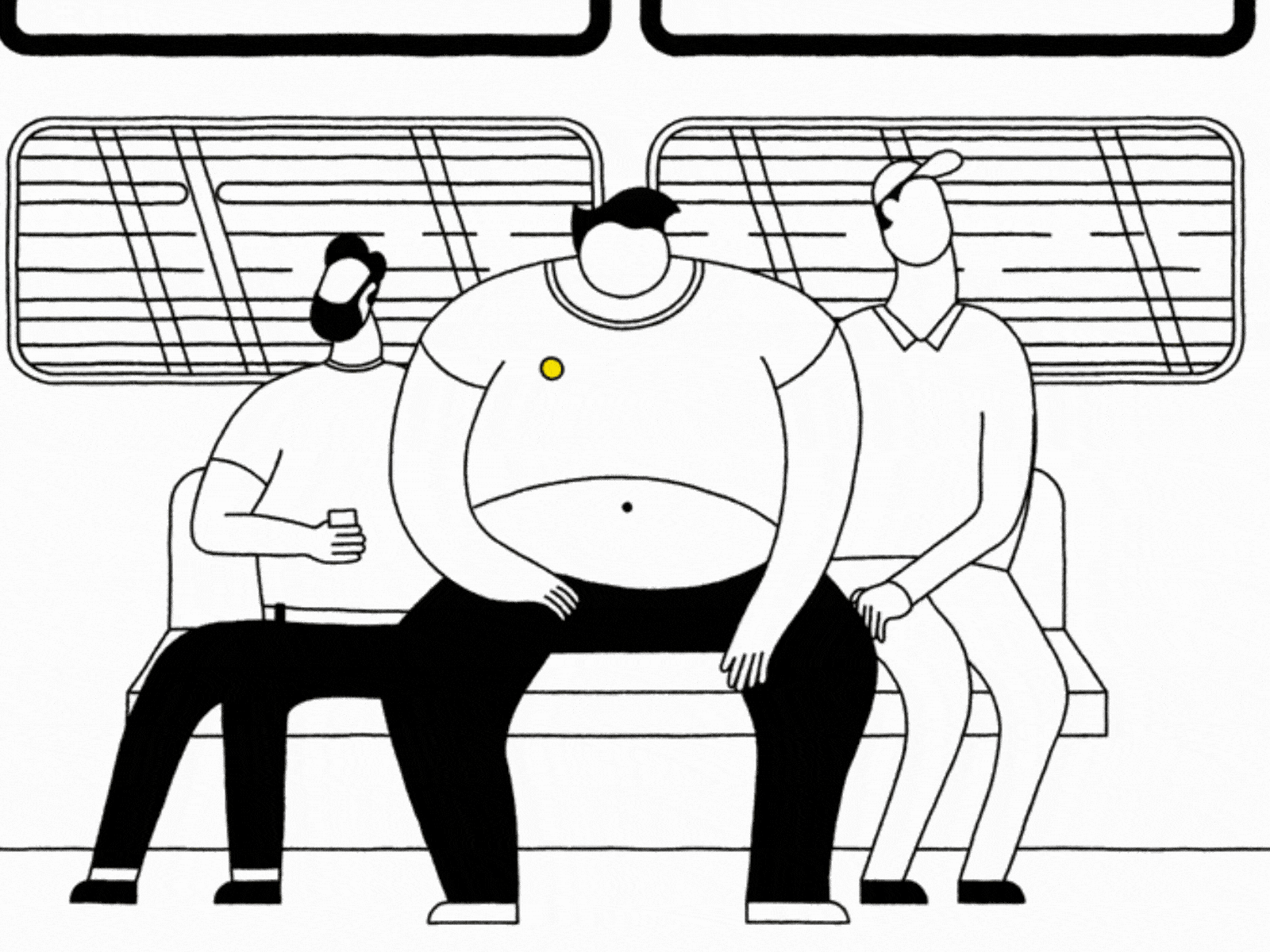 Almost Happy Subway Ride animation black design explainer graphic design illustration illustrations illustrator minimalist minimalistic vector yellow