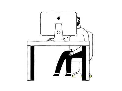 Almost Happy on the Computer animation black design drawing explainer gif graphic design illustration illustrations minimalism minimalist minimalistic minimalistic art vector video yellow