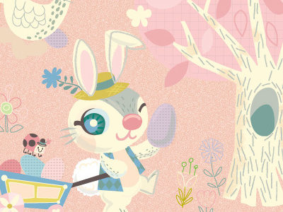 WIP...he's on his way bunny childrens illustration easter spring vector
