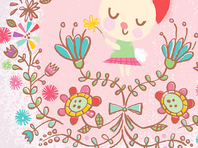 mothers day bunny floral kids vector