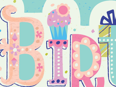 birthday card hand lettering vector