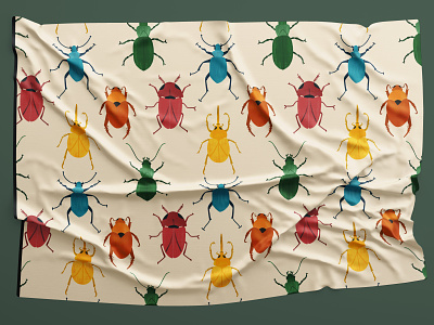 Beetle pattern textile beetle beetles bug bugs colorful fabric hand drawn illustration insect nature nature illustration pattern textile tile