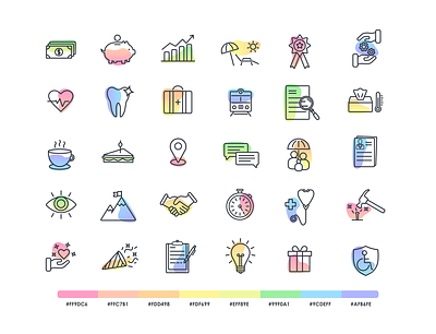 Benefits/HR/business icon set benefits business color icons gradient gradient icon icon icon set outline rainbow