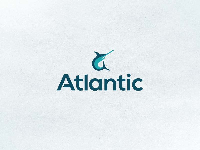 Atlantic Logo Draft a fish letter logo logotype swordfish