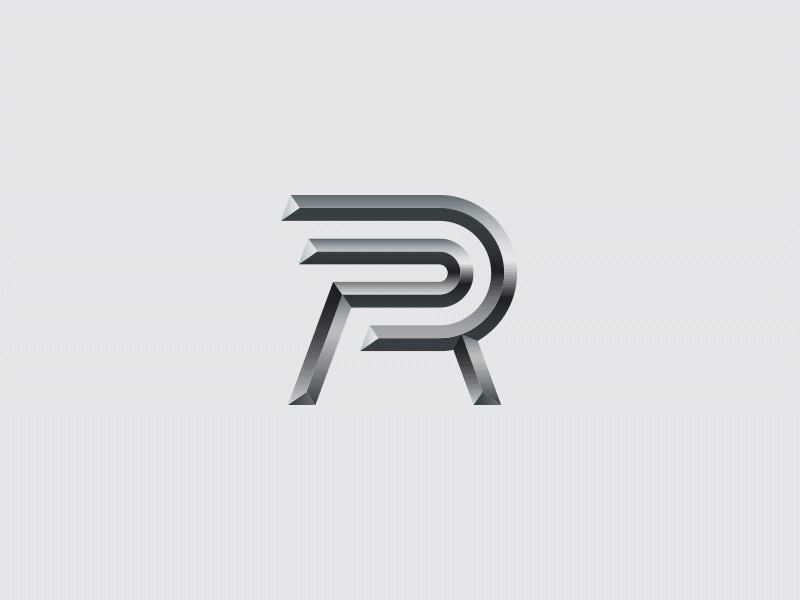 Ramon Performance Logo Draft auto blue car character grey letter lettering logo logotype metal minimal monogram tuning typography volume volumetric wordmark