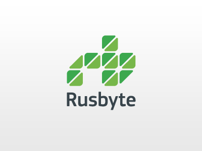 Rusbyte Logo Draft abbreviation green logo logotype sector segment segmented