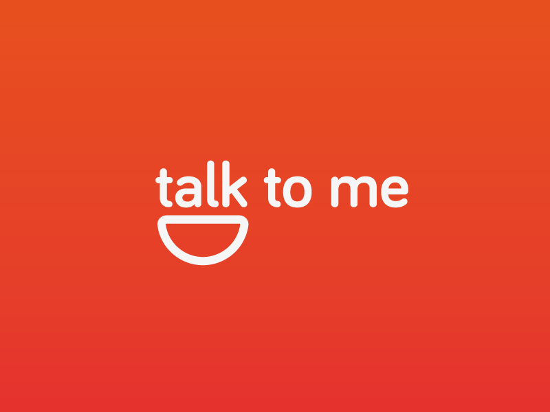 Talk to me Logo Draft 01 language language school logo logotype orange school smile talk
