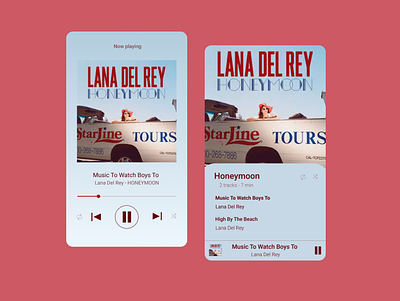 Daily UI - Music Player App Concept daily 100 challenge daily ui dailyui lana del rey music app music player